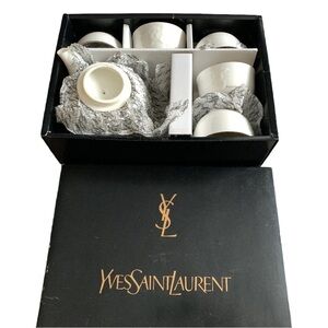Vintage Yves Saint Laurent Tea Set - Teapot & 5 Cups Yamaka Japan w/Original Box